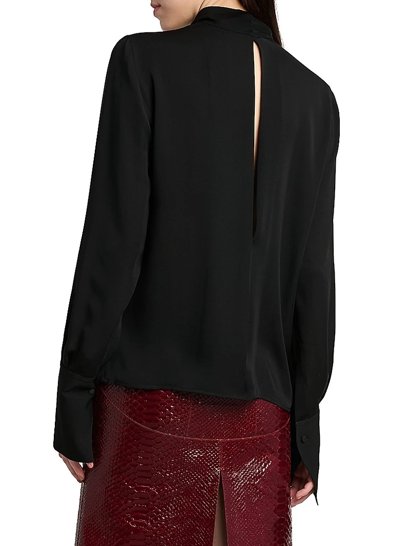 Silk-Georgette Tieneck Blouse