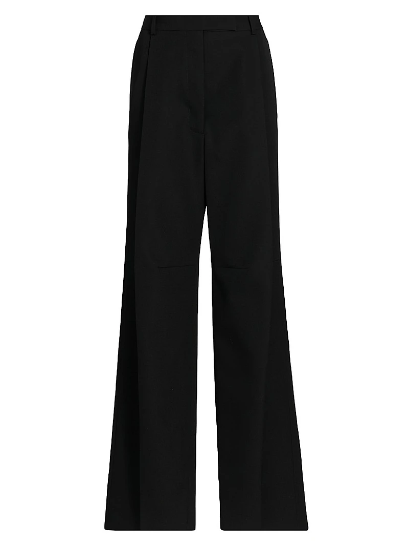 Sharp Wool Pleated High-Rise Wide-Leg Pants