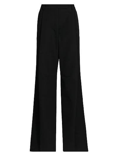 Sharp Wool Pleated High-Rise Wide-Leg Pants