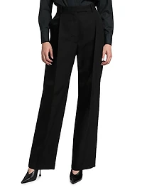Sharp Wool Pleated High-Rise Wide-Leg Pants