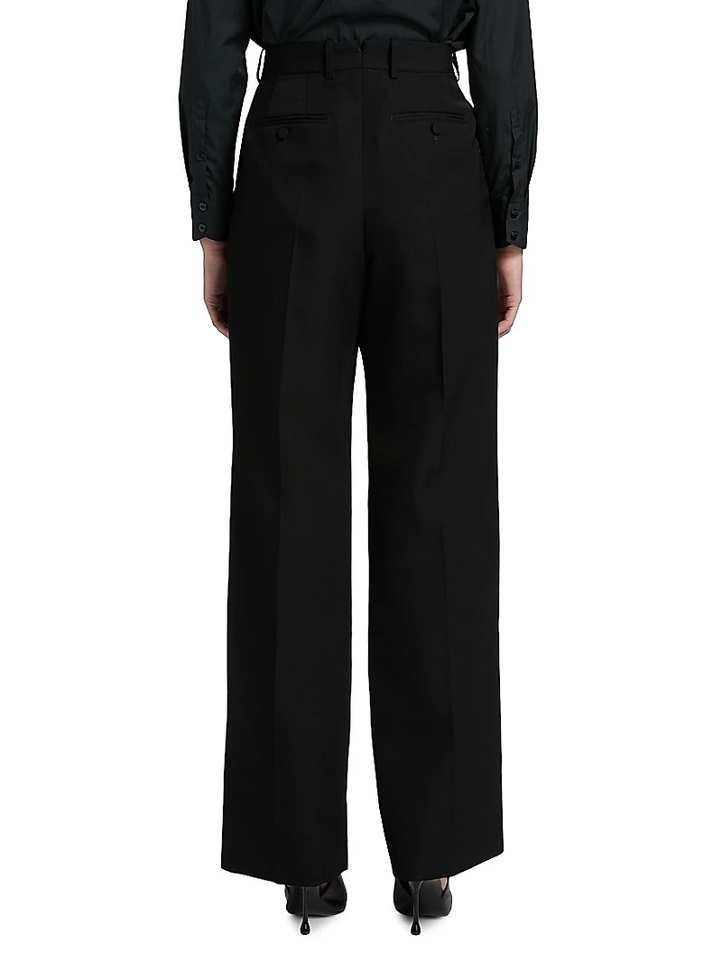 Sharp Wool Pleated High-Rise Wide-Leg Pants