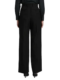 Sharp Wool Pleated High-Rise Wide-Leg Pants