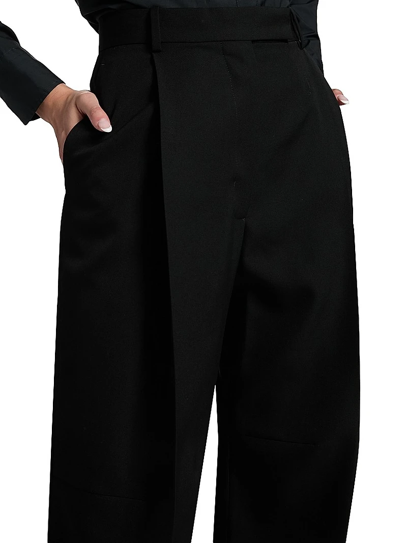 Sharp Wool Pleated High-Rise Wide-Leg Pants