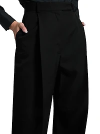 Sharp Wool Pleated High-Rise Wide-Leg Pants