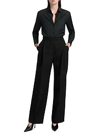Sharp Wool Pleated High-Rise Wide-Leg Pants