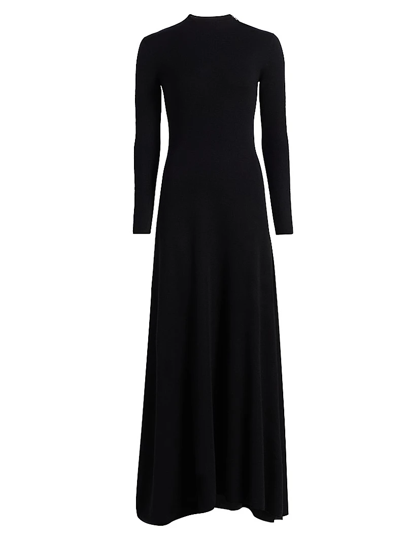 Cashmere-Silk Crewneck Maxi Sweaterdress