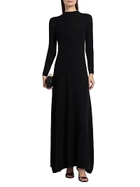 Cashmere-Silk Crewneck Maxi Sweaterdress