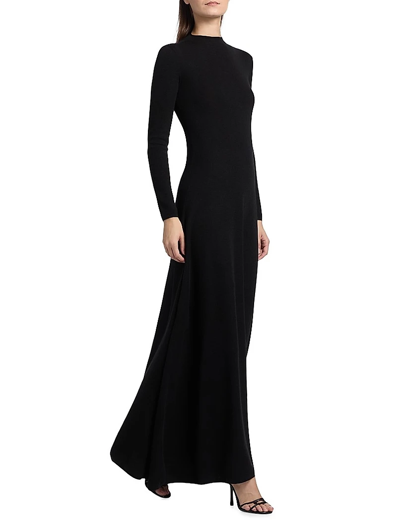 Cashmere-Silk Crewneck Maxi Sweaterdress