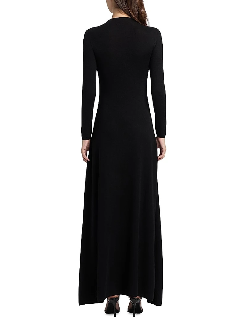 Cashmere-Silk Crewneck Maxi Sweaterdress