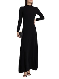 Cashmere-Silk Crewneck Maxi Sweaterdress