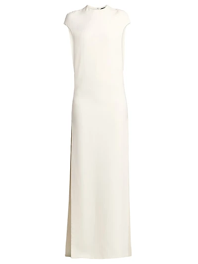 Stretch-Silk Georgette Column Gown