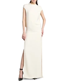 Stretch-Silk Georgette Column Gown