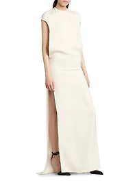 Stretch-Silk Georgette Column Gown