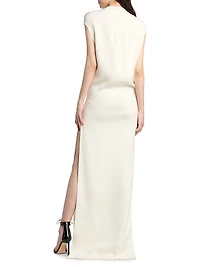Stretch-Silk Georgette Column Gown