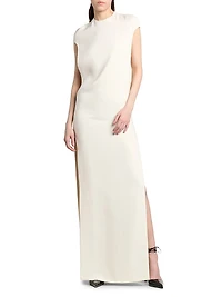 Stretch-Silk Georgette Column Gown