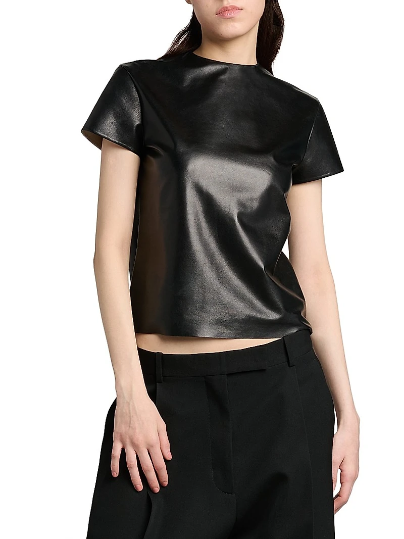 Leather Short-Sleeve T-Shirt