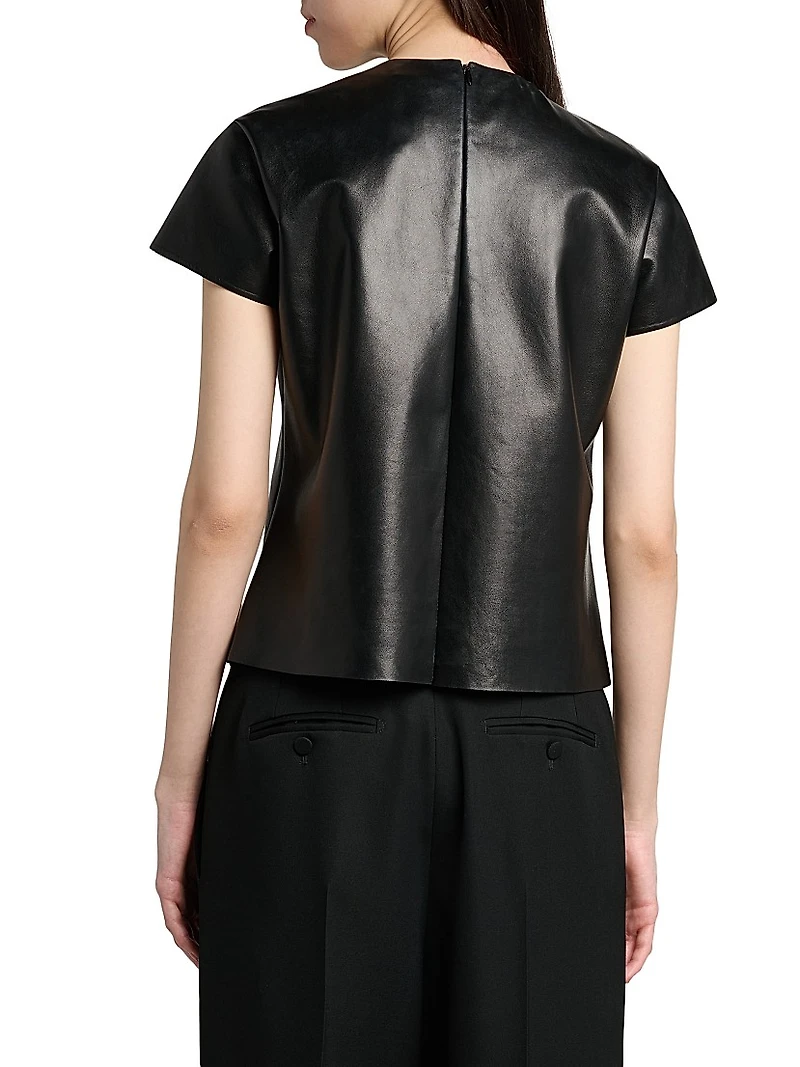 Leather Short-Sleeve T-Shirt