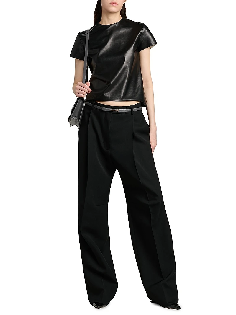 Leather Short-Sleeve T-Shirt