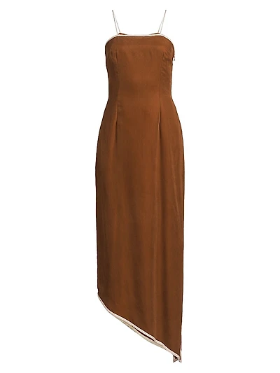 Pivoine Avinta Squareneck Asymmetric Maxi Dress