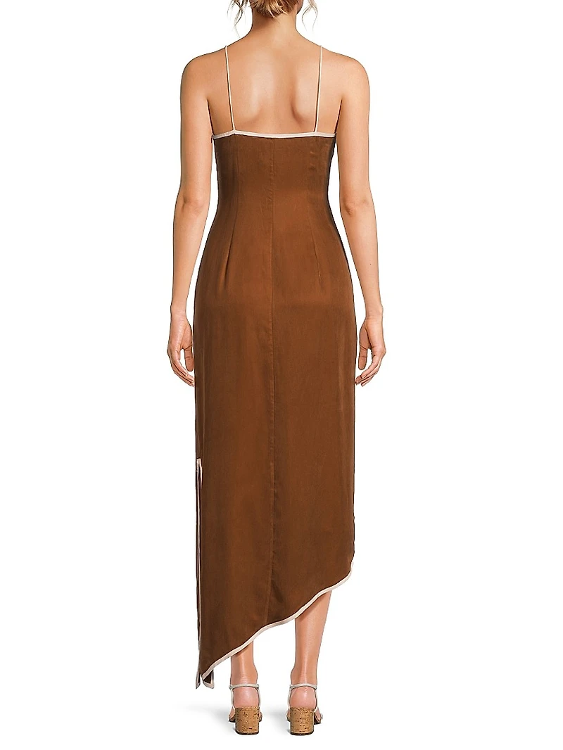 Pivoine Avinta Squareneck Asymmetric Maxi Dress
