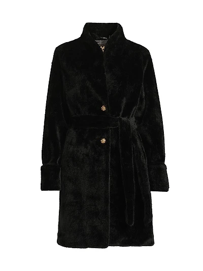 Faux Mink Wrap Coat