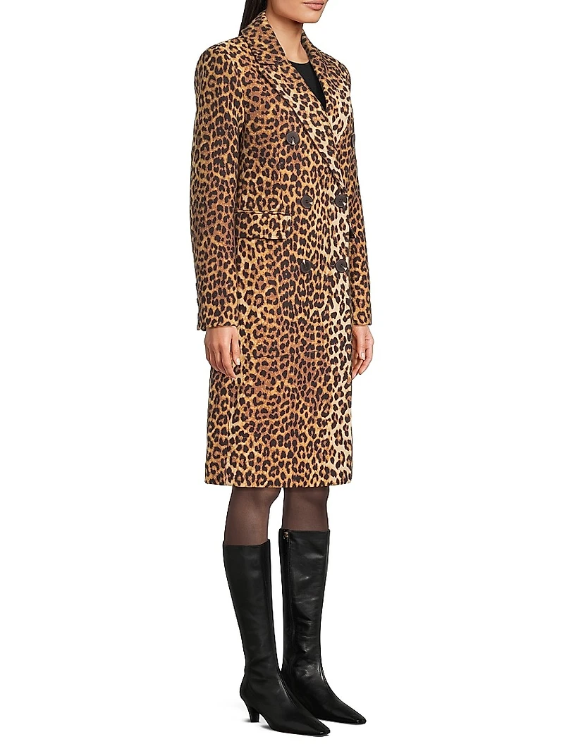 Leopard Double-Breasted Coat
