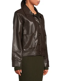 Faux Fur-Trimmed Leather Jacket