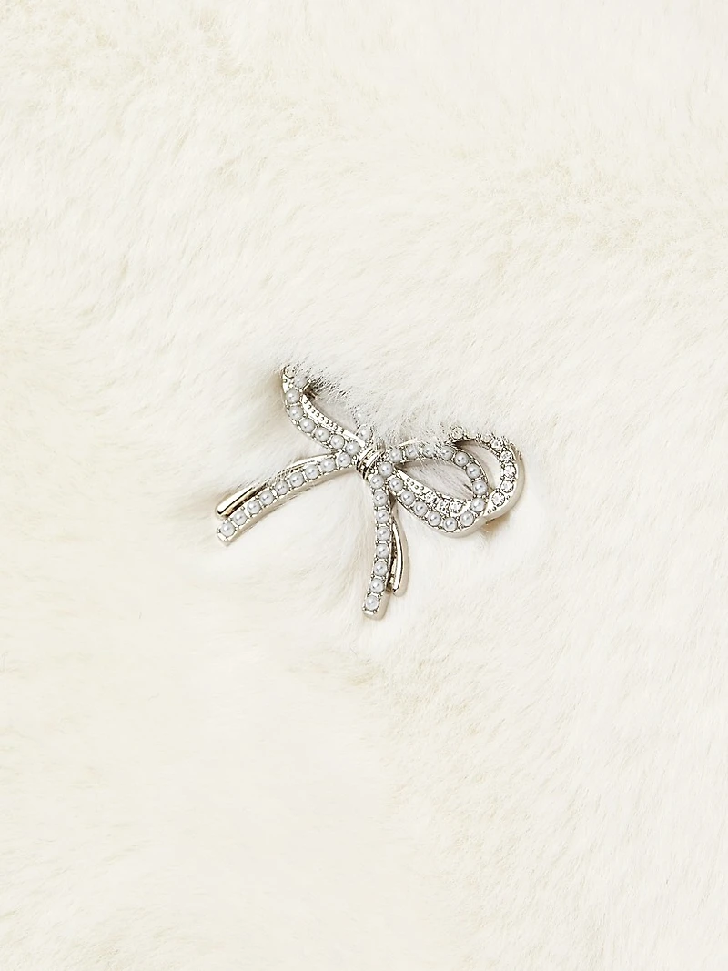 Jewel-Trimmed Faux Fur Coat