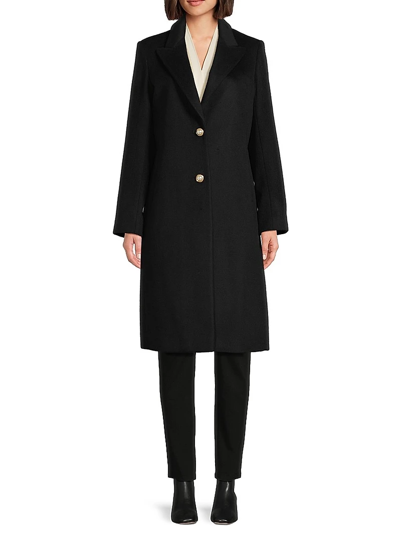 Peak Lapel Wool-Blend Coat
