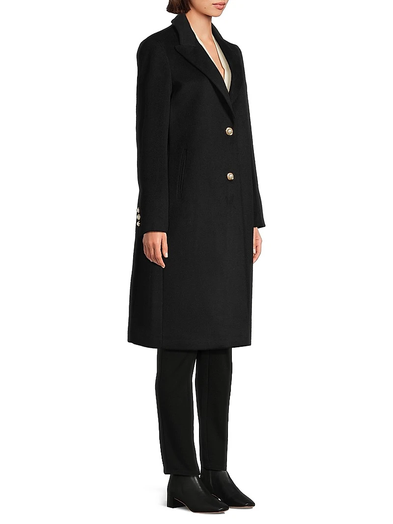 Peak Lapel Wool-Blend Coat
