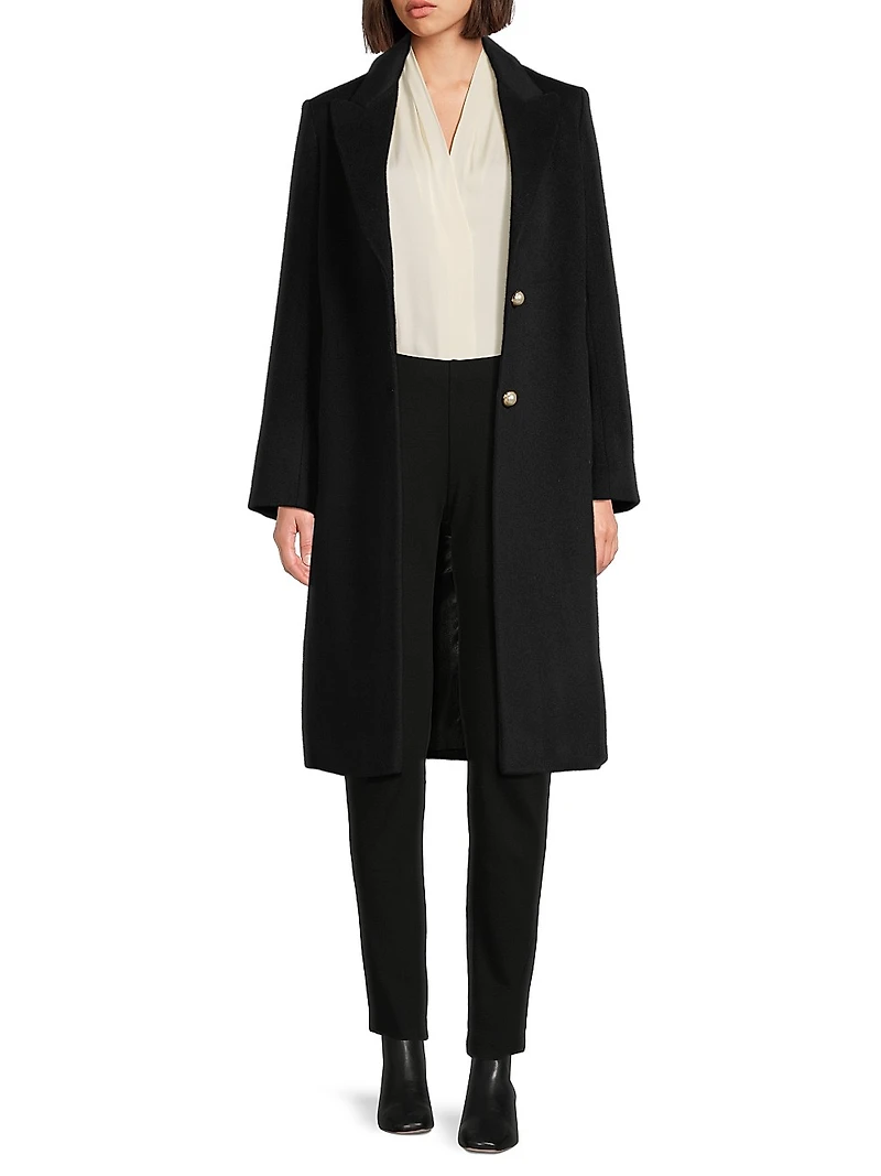 Peak Lapel Wool-Blend Coat