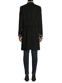 Collarless Jewel Trim Maxi Coat