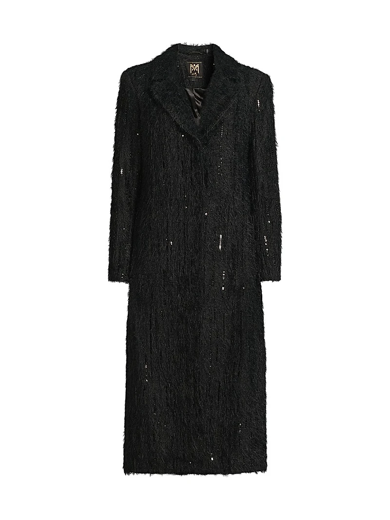 Rhinestone-Embellished Long Coat