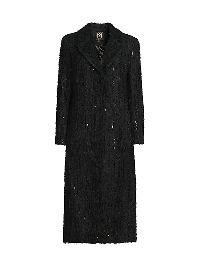 Rhinestone-Embellished Long Coat