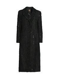 Rhinestone-Embellished Long Coat