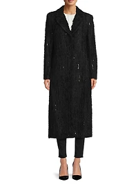 Rhinestone-Embellished Long Coat