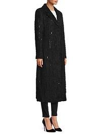 Rhinestone-Embellished Long Coat