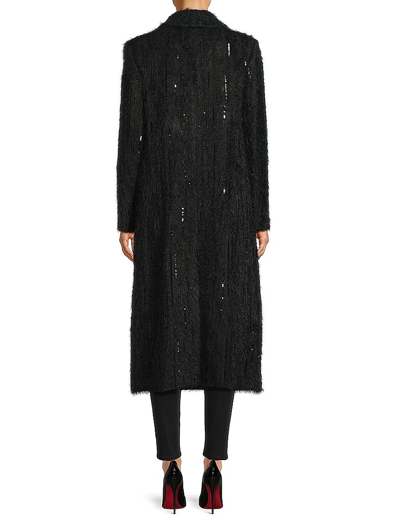 Rhinestone-Embellished Long Coat