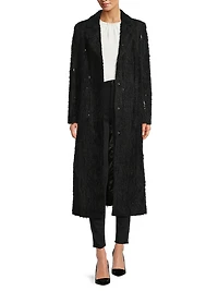 Rhinestone-Embellished Long Coat