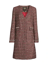 Collarless Tweed Coat