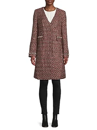 Collarless Tweed Coat