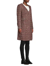 Collarless Tweed Coat