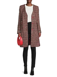 Collarless Tweed Coat