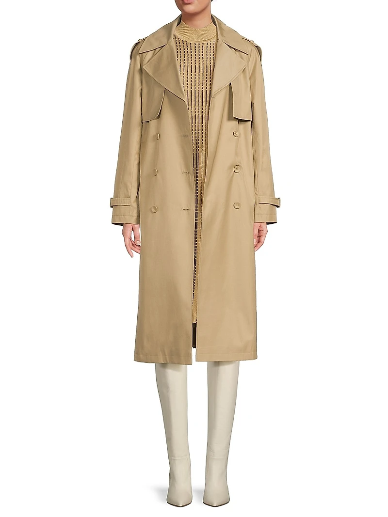 Double-Breasted Belted Trench Coat