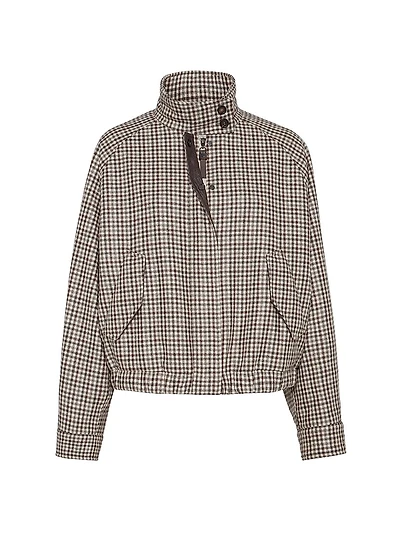 Virgin Wool Checked Flannel Bomber Jacket