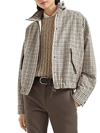 Virgin Wool Checked Flannel Bomber Jacket