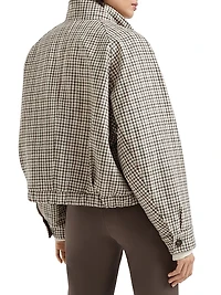 Virgin Wool Checked Flannel Bomber Jacket