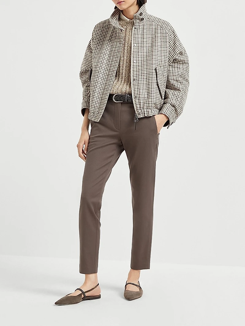 Virgin Wool Checked Flannel Bomber Jacket