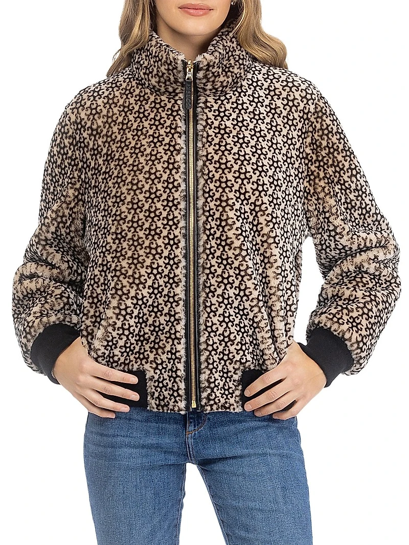 Reversible Select Shearling Lamb Insignia Bomber Jacket