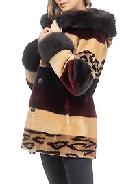 Shearling Lamb Parka with Merinillo Hood Trim & Cuffs, Belt